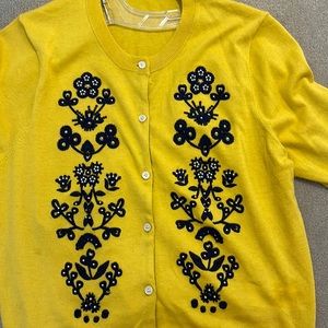 JCrew embroidered sweater cardigan WXL